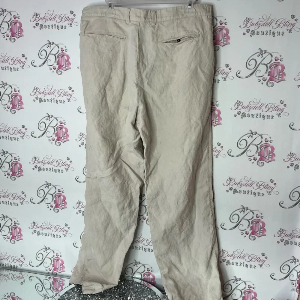 Tommy Bahama pants linen & silk flowy beach style Tan Chinos Relaxed Fit comfy